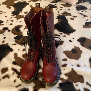 RARE Dr. Martens 1914 Cherry Red Tall Boots